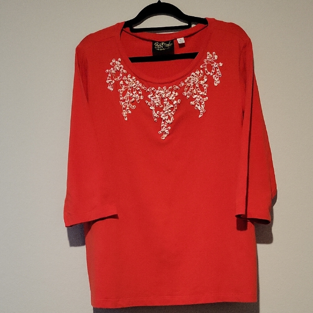 Bob Mackie Vibrant Red Top
